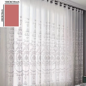 Planet Gates White / W99.06cm*H198.12cm 1PC White Embroidered Sheer Curtain Window Curtain For Classroom Bedroom Living Room Home Decor, Room Decor