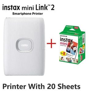 Planet Gates White With 20 Sheets Original Fujifilm Instax Mini Link 2 Printer Instax Photo Camera Printers For Smart Phone App Film Machine New Fujifilm Camera
