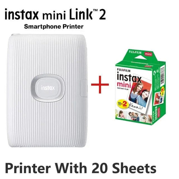 Planet Gates White With 20 Sheets Original Fujifilm Instax Mini Link 2 Printer Instax Photo Camera Printers For Smart Phone App Film Machine New Fujifilm Camera