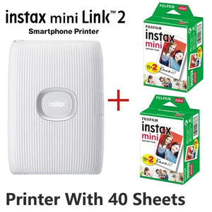 Planet Gates White With 40 Sheets Original Fujifilm Instax Mini Link 2 Printer Instax Photo Camera Printers For Smart Phone App Film Machine New Fujifilm Camera