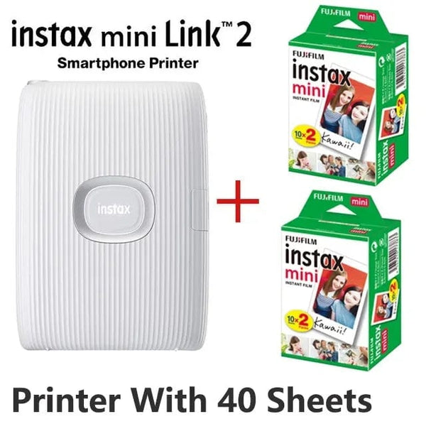 Planet Gates White With 40 Sheets Original Fujifilm Instax Mini Link 2 Printer Instax Photo Camera Printers For Smart Phone App Film Machine New Fujifilm Camera