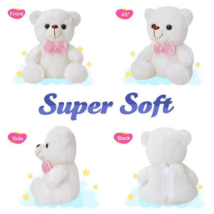 Planet Gates white with LED 22cm Luminous Bear Teddy Stuffed Doll with LED Cute Animal Soft Plush Toy Nightlight Glow Bear Sensory Toys Gift for Kids