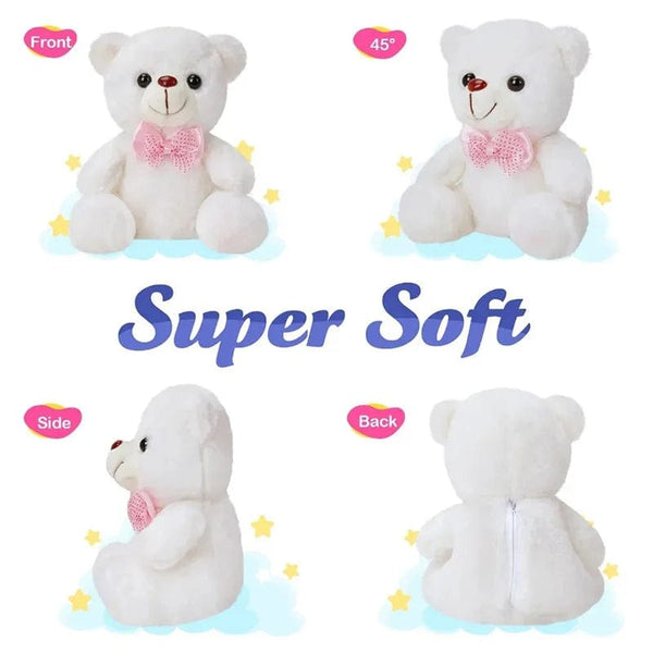 Planet Gates white with LED 22cm Luminous Bear Teddy Stuffed Doll with LED Cute Animal Soft Plush Toy Nightlight Glow Bear Sensory Toys Gift for Kids