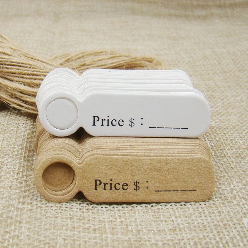 Planet Gates white5x1.3cmhandmade 5*1.3cm cute shape kraft paper blank price label tag 100pcs +100pcs hemp string for production price tag description