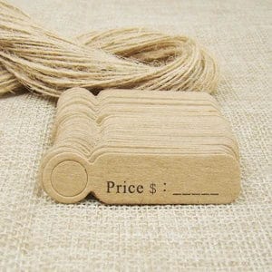 Planet Gates white5x1.3cmhandmade 5*1.3cm cute shape kraft paper blank price label tag 100pcs +100pcs hemp string for production price tag description
