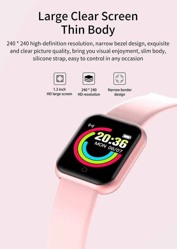 Planet Gates Wholesale 20Pcs Smartwatch D20 Men Women Smart Watch Y68 Fitness Tracker Sport Heart Rate Monitor Wristwatch Pro for IOS Android