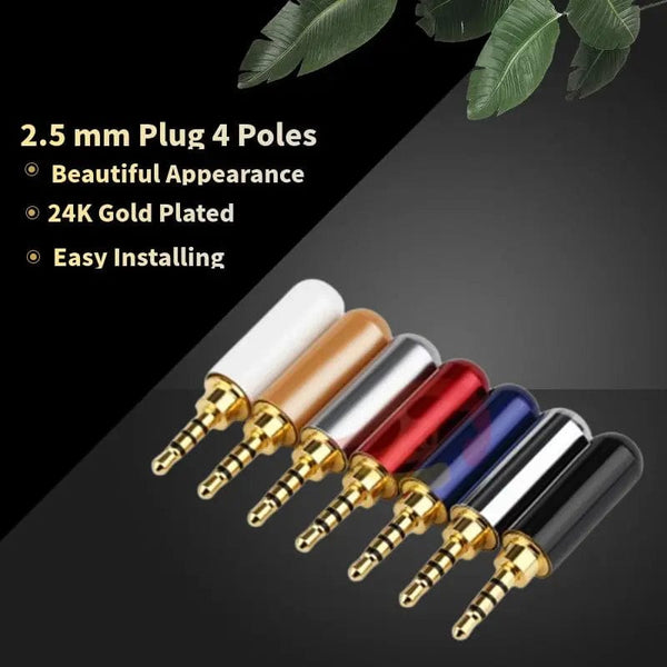 Planet Gates Wholesale Jack 2 5 mm Earphone Plug 4 Pole Audio 2.5mm Connector Consumer Electronics DIY Upgrated Headphone Cable Metal Alloy
