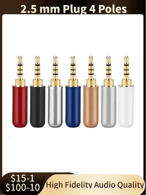 Planet Gates Wholesale Jack 2 5 mm Earphone Plug 4 Pole Audio 2.5mm Connector Consumer Electronics DIY Upgrated Headphone Cable Metal Alloy