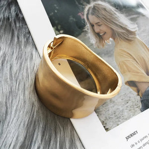Planet Gates Wide Bangles Minimalist Asymmetric Alloy Matte Gold Color Bracelets Women Accessories Fashion Jewellery Engagement Party Gift