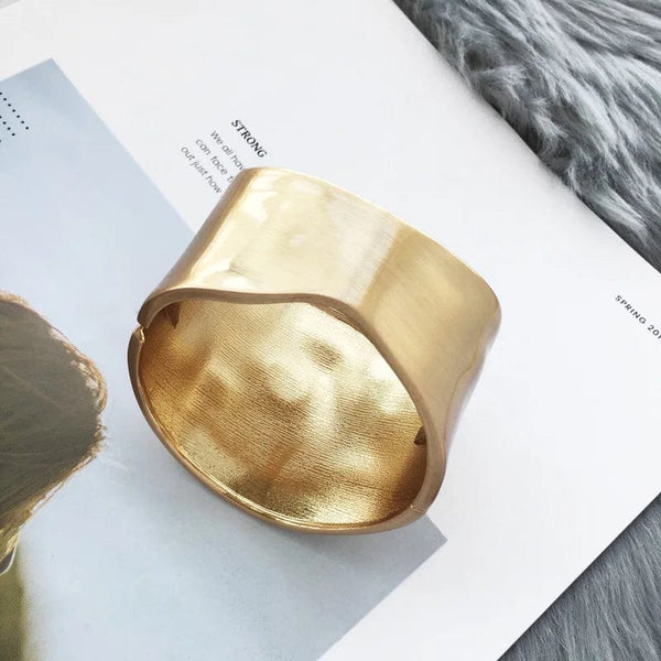 Planet Gates Wide Bangles Minimalist Asymmetric Alloy Matte Gold Color Bracelets Women Accessories Fashion Jewellery Engagement Party Gift
