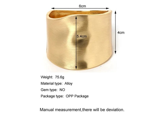 Planet Gates Wide Bangles Minimalist Asymmetric Alloy Matte Gold Color Bracelets Women Accessories Fashion Jewellery Engagement Party Gift