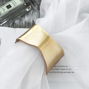 Planet Gates Wide Bangles Minimalist Asymmetric Alloy Matte Gold Color Bracelets Women Accessories Fashion Jewellery Engagement Party Gift