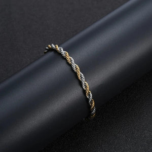 Planet Gates Width 3mm / Length 21cm New Stainless Steel Half Gold Silver Color Twist Chain Bracelet for Men Women Kpop Jewelry Gift