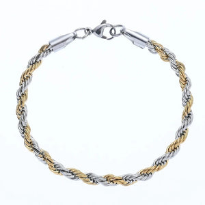 Planet Gates Width 3mm / Length 21cm New Stainless Steel Half Gold Silver Color Twist Chain Bracelet for Men Women Kpop Jewelry Gift