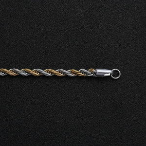 Planet Gates Width 3mm / Length 21cm New Stainless Steel Half Gold Silver Color Twist Chain Bracelet for Men Women Kpop Jewelry Gift