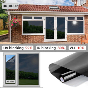 Planet Gates Width 50cm*Length 2 Meters / Black 3pcs/set Sunscreen Heat Insulation Window Film Window Glass Sticker Sunshine Room Sunshade Glass Film One-Way Perspective Privacy Film With Free Installation Tools, Premium PET Material