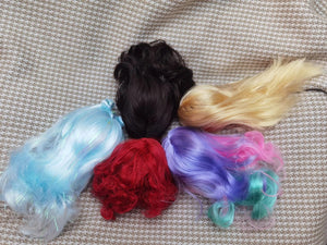 Planet Gates Wig For Doll Toy Head Princess Doll Head Candy Color DIY Toy Wig Children Birthday Gift Black Purple Pink Green Gold 1/6 1/4 Wig