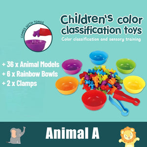 Planet Gates Wild Animal 36PCS Kids Matching Game Learn Educational Toys Animal Cognition Rainbow Sort Fine Motor Training Montessori Sensory Puzzle Toy Gifts