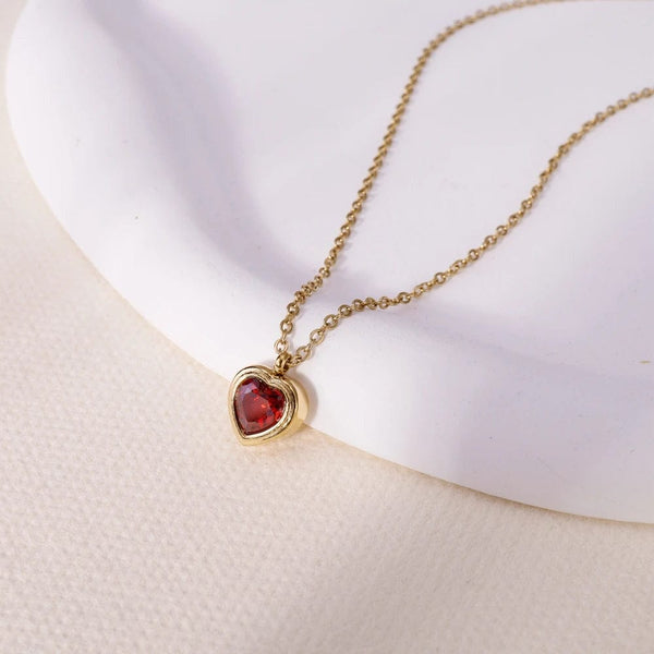 Planet Gates WILD & FREE Trendy Red Zircon Crystal Pendant Stainless Steel Necklace Luxury Exquisite Women Wedding Jewelry