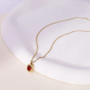 Planet Gates WILD & FREE Trendy Red Zircon Crystal Pendant Stainless Steel Necklace Luxury Exquisite Women Wedding Jewelry