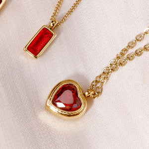 Planet Gates WILD & FREE Trendy Red Zircon Crystal Pendant Stainless Steel Necklace Luxury Exquisite Women Wedding Jewelry