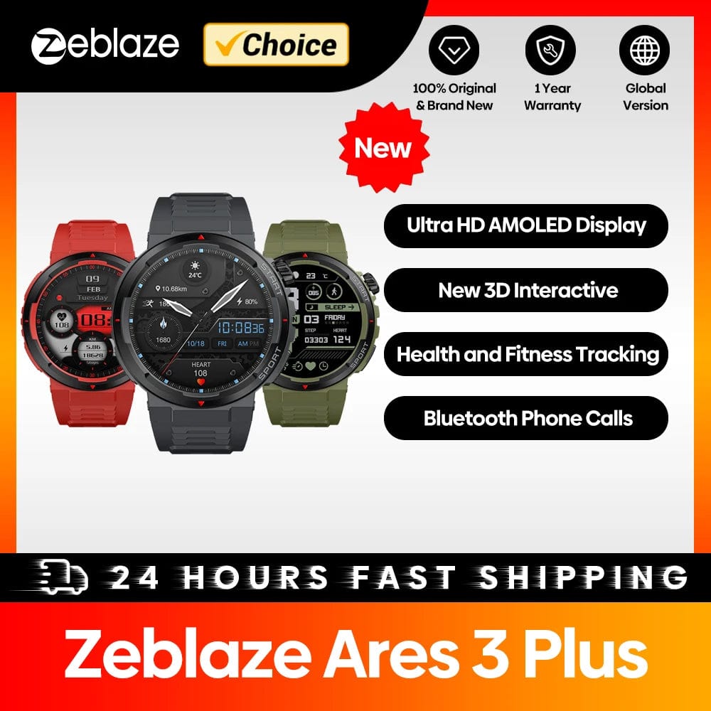 Planet Gates Wild Green New Zeblaze Ares 3 Plus 1.43'' HD AMOLED Display Smartwatch Bluetooth Phone Calling New 3D Interactive Sports Smart Watch Men