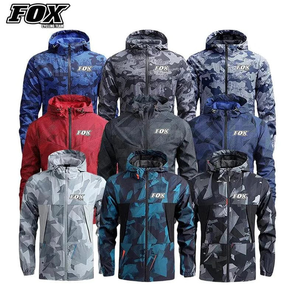 Planet Gates Windbreaker MTB Jacket FOX Cycling Team Road Mountain Bike Raincoat Men's Bicycle Hooded Clothing Cortavientos Ciclismo Hombre