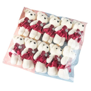 Planet Gates Wine Red 10Pcs/Lot Bear Stuffed Plush Toy Mini Bear  Toy Keychain Bag Pendant Wedding Decoration Kids Birthday Party Gifts