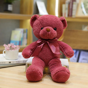 Planet Gates Wine red / 30cm 30CM Many Colors Delicacy Teddy Bear Plush Toy New Cute Soft Ribbon Butterfly Festival Solid Color Hug Bear Doll Birthday Gift