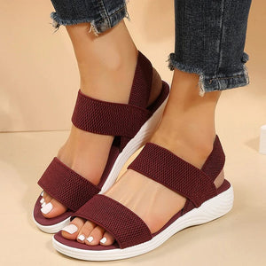 Planet Gates wine red / 40 Women's Knit Elastic Cloth Wedge Sandals Slip On Lightweight Walking Sandals Women Plus Size Comfortable Summer Shoes Woman 2023