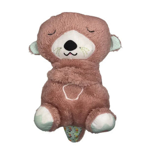 Planet Gates Wine red Baby Soothing Animals Plush Toys Breathing Bear Kids Sleeping Appease Companion Sound and Light Stuffed Otter Doll Birthday Gift