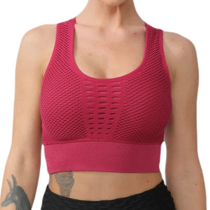 Planet Gates Wine Red / L Yoga Sports Bra Women Yoga Crop Top Shockproof Push Up Underwear Fitness Bras Athletic Vest Gym Shirt Sport Sportswear Sling Bra