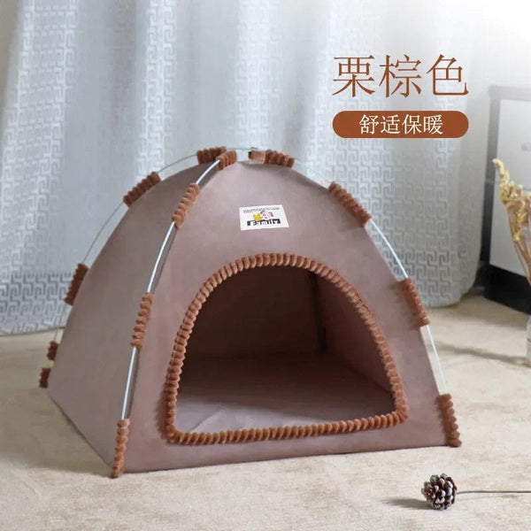 Planet Gates Winter-brown / M-42x42x36cm PUPCA Pet Cat Tent Cave Hut Cat Sleep House For Kitten Puppy Playpen Cage Basket Cat Nesk Kennel Small Dog House Bed Chihuahua