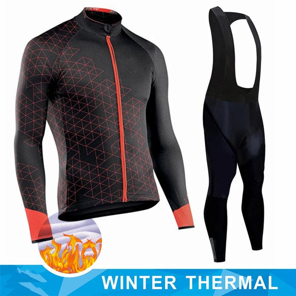 Planet Gates Winter Thermal Fleece Cycling Jersey Men's Mtb Clothing Man 2023 Blouse Uniform Bicycle Clothes Complete Tricuta Bib Maillot Set