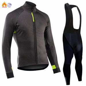 Planet Gates Winter Thermal Fleece Cycling Jersey Men's Mtb Clothing Man 2023 Blouse Uniform Bicycle Clothes Complete Tricuta Bib Maillot Set