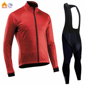 Planet Gates Winter Thermal Fleece Cycling Jersey Men's Mtb Clothing Man 2023 Blouse Uniform Bicycle Clothes Complete Tricuta Bib Maillot Set