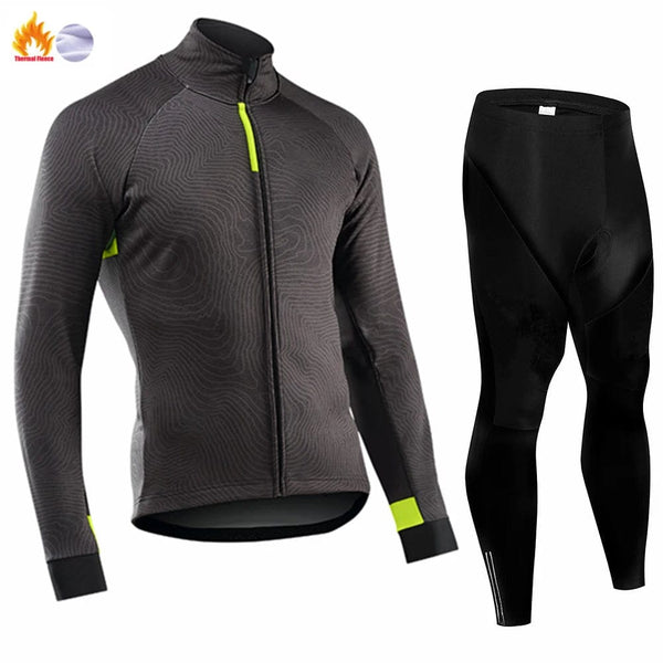 Planet Gates Winter Thermal Fleece Cycling Jersey Men's Mtb Clothing Man 2023 Blouse Uniform Bicycle Clothes Complete Tricuta Bib Maillot Set