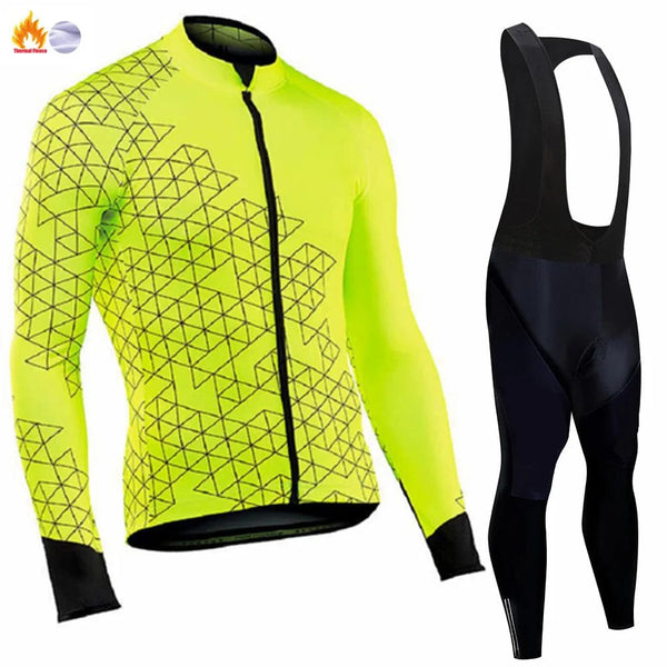 Planet Gates Winter Thermal Fleece Cycling Jersey Men's Mtb Clothing Man 2023 Blouse Uniform Bicycle Clothes Complete Tricuta Bib Maillot Set
