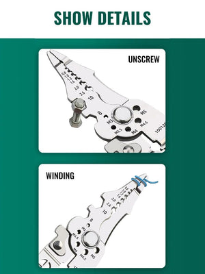 Planet Gates Wire Stripper Crimper Cable Cutter Adjustable Automatic Wire Stripper Multifunctional Stripping Crimping Pliers Terminal Hand Tool
