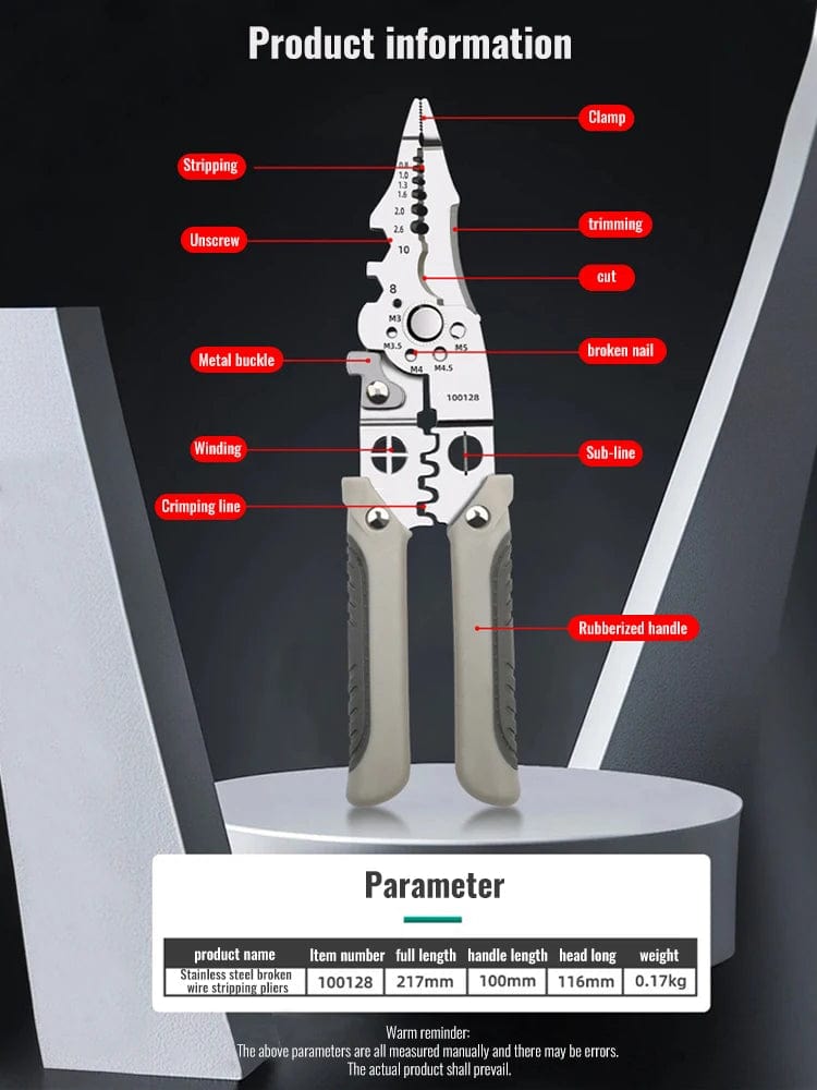 Planet Gates Wire Stripper Crimper Cable Cutter Adjustable Automatic Wire Stripper Multifunctional Stripping Crimping Pliers Terminal Hand Tool