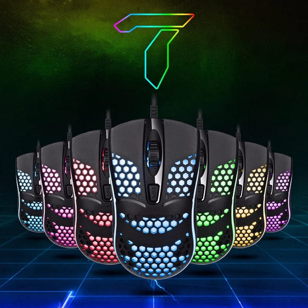 Planet Gates Wired Cable Gaming 7 breathing LED Back Light Optical Mouse USB Computer Hollowed out Mice Laptop Desktop 4D PC home use Office