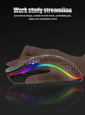 Planet Gates Wired Cable Gaming 7 breathing LED Back Light Optical Mouse USB Computer Hollowed out Mice Laptop Desktop 4D PC home use Office