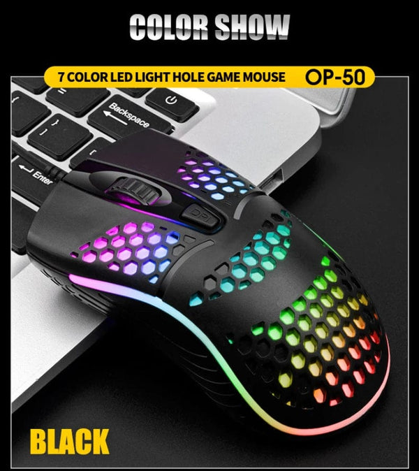 Planet Gates Wired Cable Gaming 7 breathing LED Back Light Optical Mouse USB Computer Hollowed out Mice Laptop Desktop 4D PC home use Office