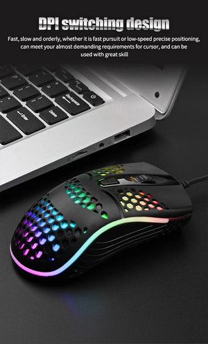 Planet Gates Wired Cable Gaming 7 breathing LED Back Light Optical Mouse USB Computer Hollowed out Mice Laptop Desktop 4D PC home use Office