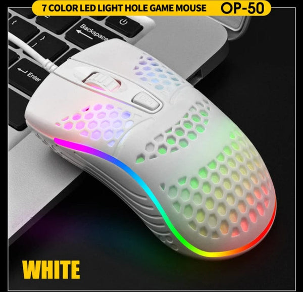 Planet Gates Wired Cable Gaming 7 breathing LED Back Light Optical Mouse USB Computer Hollowed out Mice Laptop Desktop 4D PC home use Office
