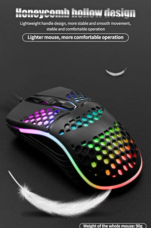 Planet Gates Wired Cable Gaming 7 breathing LED Back Light Optical Mouse USB Computer Hollowed out Mice Laptop Desktop 4D PC home use Office