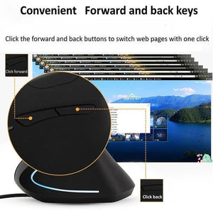 Planet Gates Wired Right Hand Vertical RGB Mouse Ergonomic Gaming Mouse 3200DPI USB Optical Wrist Healthy Mause for PC Computer