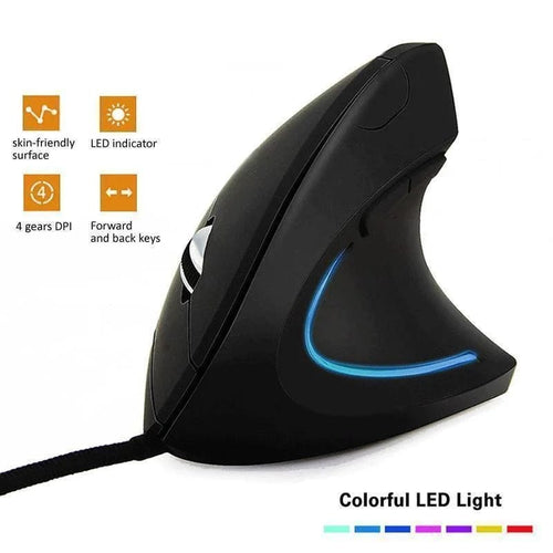 Planet Gates Wired Right Hand Vertical RGB Mouse Ergonomic Gaming Mouse 3200DPI USB Optical Wrist Healthy Mause for PC Computer