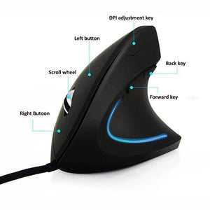 Planet Gates Wired Right Hand Vertical RGB Mouse Ergonomic Gaming Mouse 3200DPI USB Optical Wrist Healthy Mause for PC Computer