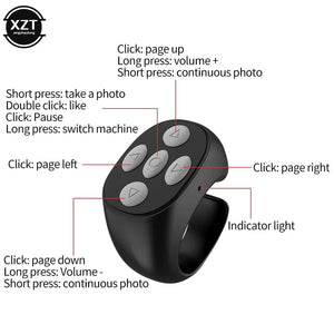 Planet Gates Wireless Bluetooth Fingertip Selfie Controller Tiktok Short Video Page Flipping Browsing Device Mobile Phone Remote Control Ring